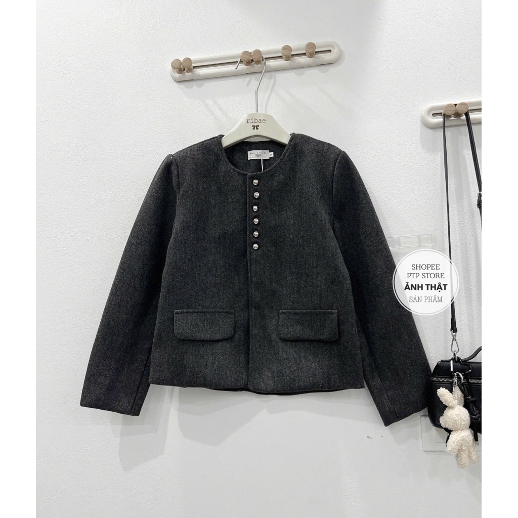 [A0.281] Áo Khoác Dạ Nắp Túi Khuy Nấm Hàng 2 Lớp Có Độn Vai 4 Màu Đứng Form | BigBuy360 - bigbuy360.vn