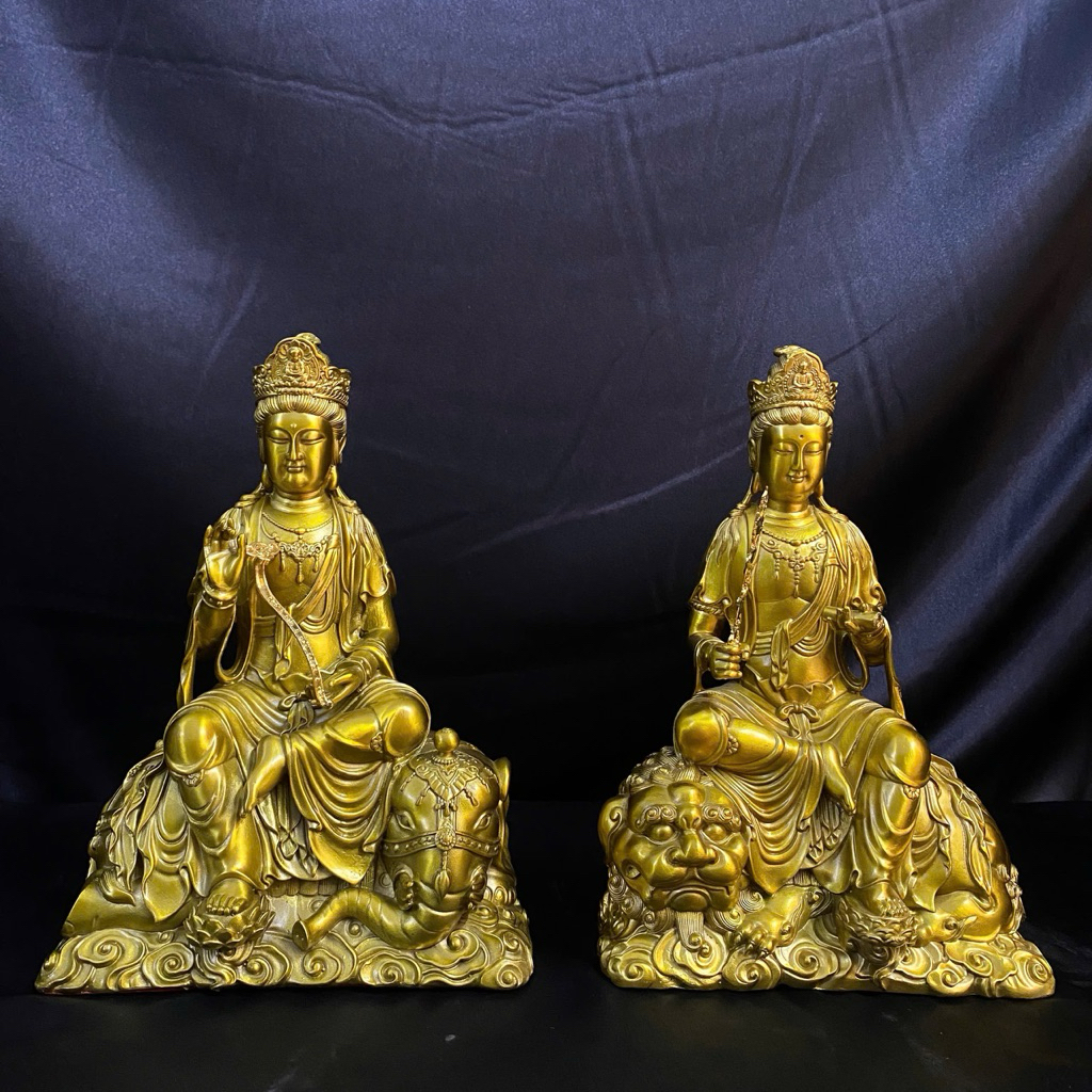 Tượng văn thù phổ hiền bồ tát - cao 26cm