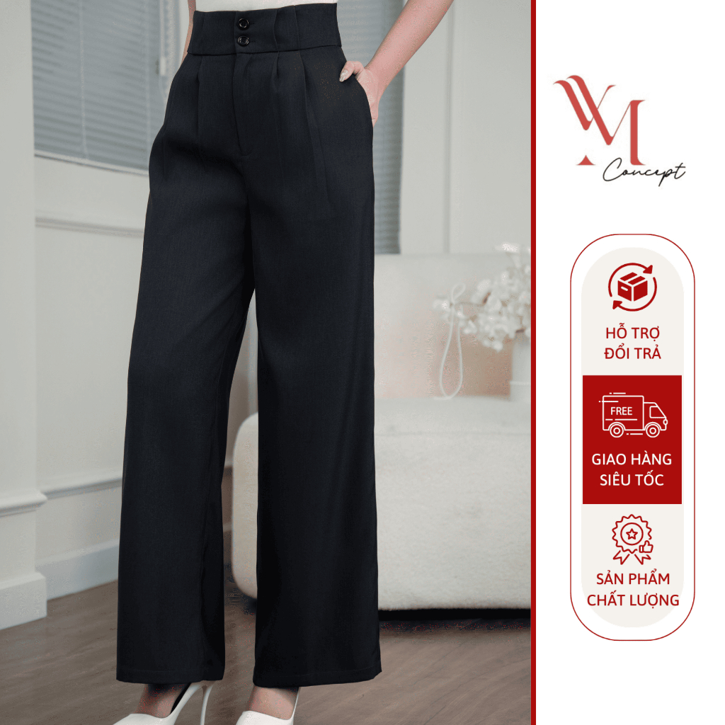 YM Concept Quần Suông Bản To 2 Nút Xếp Ly - Dáng Đứng Dễ Mặc Hằng Ngày Q1459