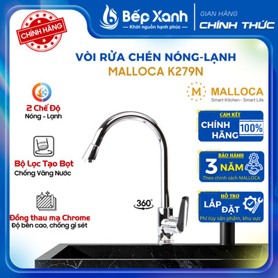 [FREESHIP HCM] Vòi Rửa Chén Malloca K279N - Đồng Thau Mạ Chrome - Bảo Hành 3 Năm