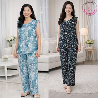  Đồ bộ trung niên HỒNG NAM VY dài cánh tiên tole lanh 2 da 