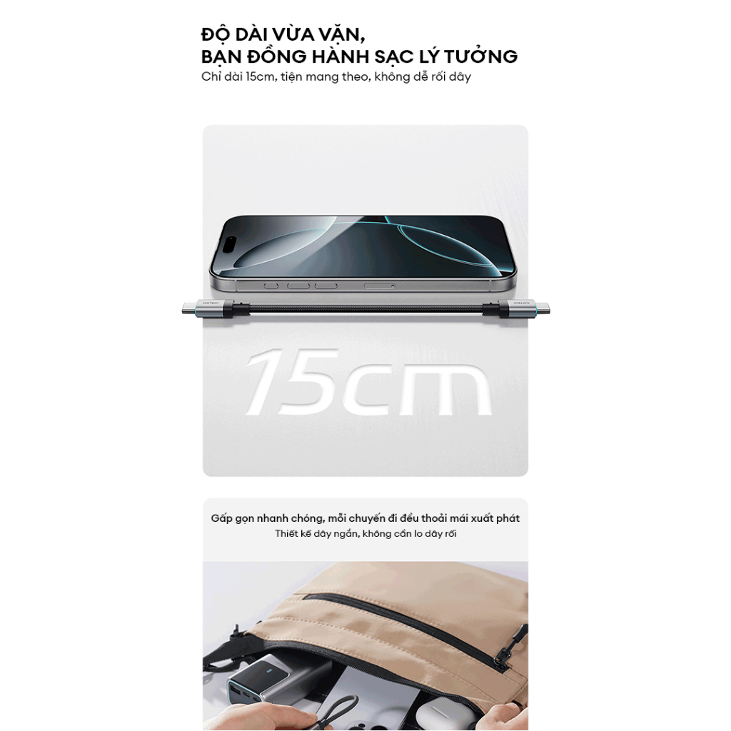 Cáp Sạc Nhanh CUKTECH CTC615S C-C | Công Suất Sạc Max 240W | Truyền Dữ Liệu 480 Mbps | Bảo Hành 18 Tháng | BigBuy360 - bigbuy360.vn