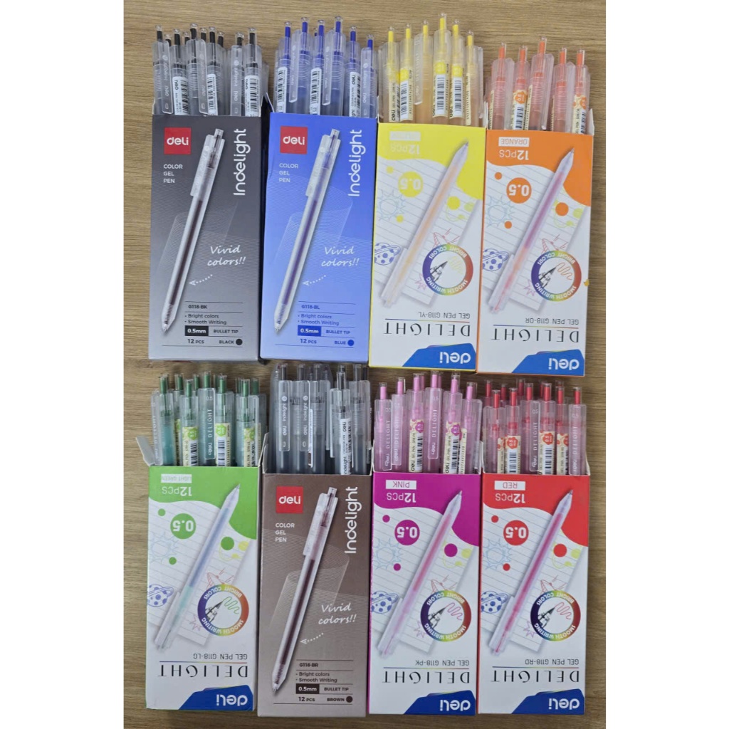 Bút gel  Deli G118- BL nét 0.5mm,mực (xanh, đen, đỏ, vàng, hồng, nâu, cam ) hàng chính hãng