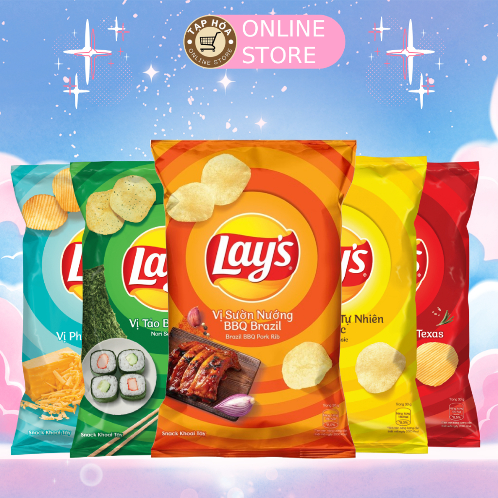 Bịch 10 Gói Bánh Snack Khoai Tây Lay's Wavy Gói 32g