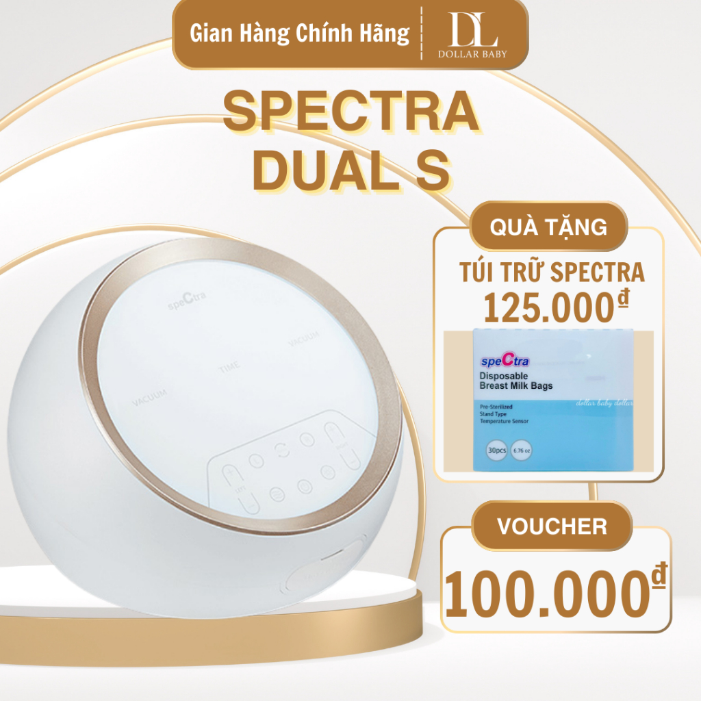 Máy hút sữa điện đôi kép Spectra Dual S - Hút 2 bên độc lập, 15 cấp độ, 5 cycle - Chính Hãng