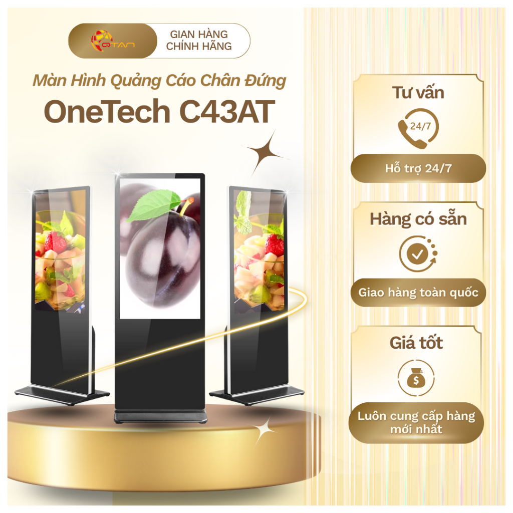C43AT Màn Hình Quảng Cáo Chân Đứng OneTech, Màn Hình Full HD Android Cảm Ứng 43 Inch