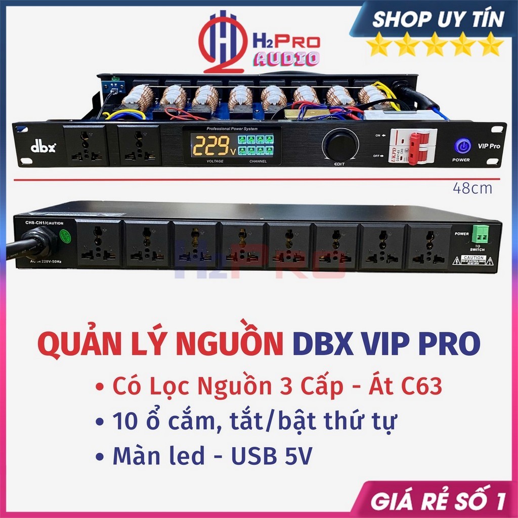 Bộ Quản Lý Nguồn DBX VIP Pro Cao Cấp – Lọc Nguồn 3 Lớp, Ổn Định Điện Áp, Chống Nhiễu - H2Pro Audio