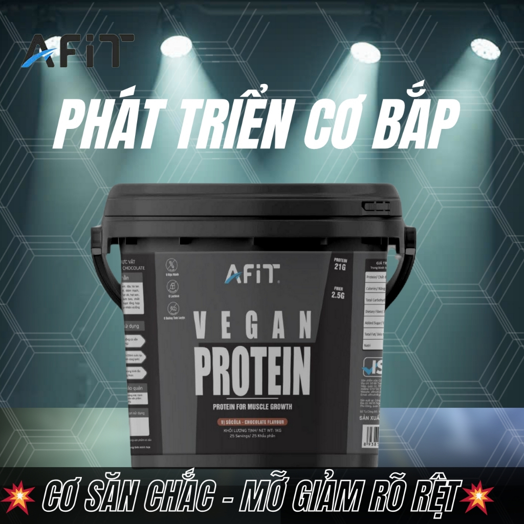 Bột Whey Protein Vegan Thực Vật Hỡ Trợ Cơ Cho Gymer Hạn Chế Mỡ Thừa - Hàng chính hãng Afit Nutrition