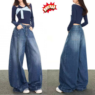  NEW Quần Jeans Nữ Hip Hop Ống Rộng Hot 2025 Màu Xanh Denim- Quần Bò Đi Chơi Tết Đi Học Năng Động Q18 