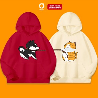  Áo Hoodie đôi ORANS in hình chó husky và mèo 06 chất nỉ cotton cao cấp form rộng unisex 