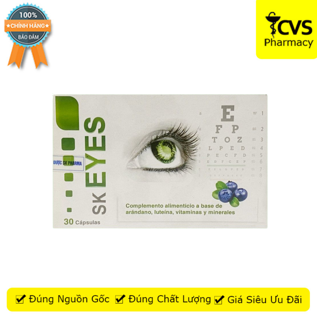 SK Eyes Plus - Hỗ trợ giảm nguy cơ thoái hóa điểm vàng và đục thủy tinh thể - Hộp 30 viên - CVS Phar