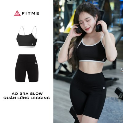 Bộ đồ tập gym, yoga nữ Fitme áo bra GLOW, quần legging biker tôn dáng thoáng khí thấm hút mồ hôi