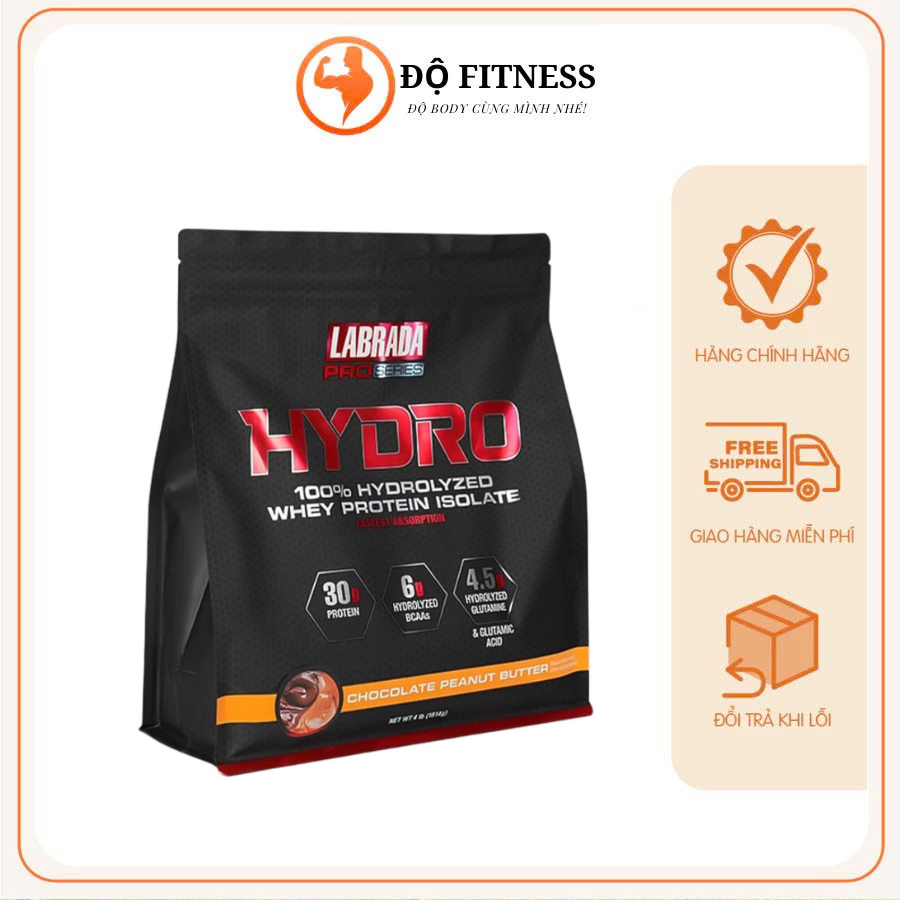 Hydro Whey Labrada (1.8kg)  Hydrolyzed Isolate, 30g Protein, 6g BCAA Tăng Cơ