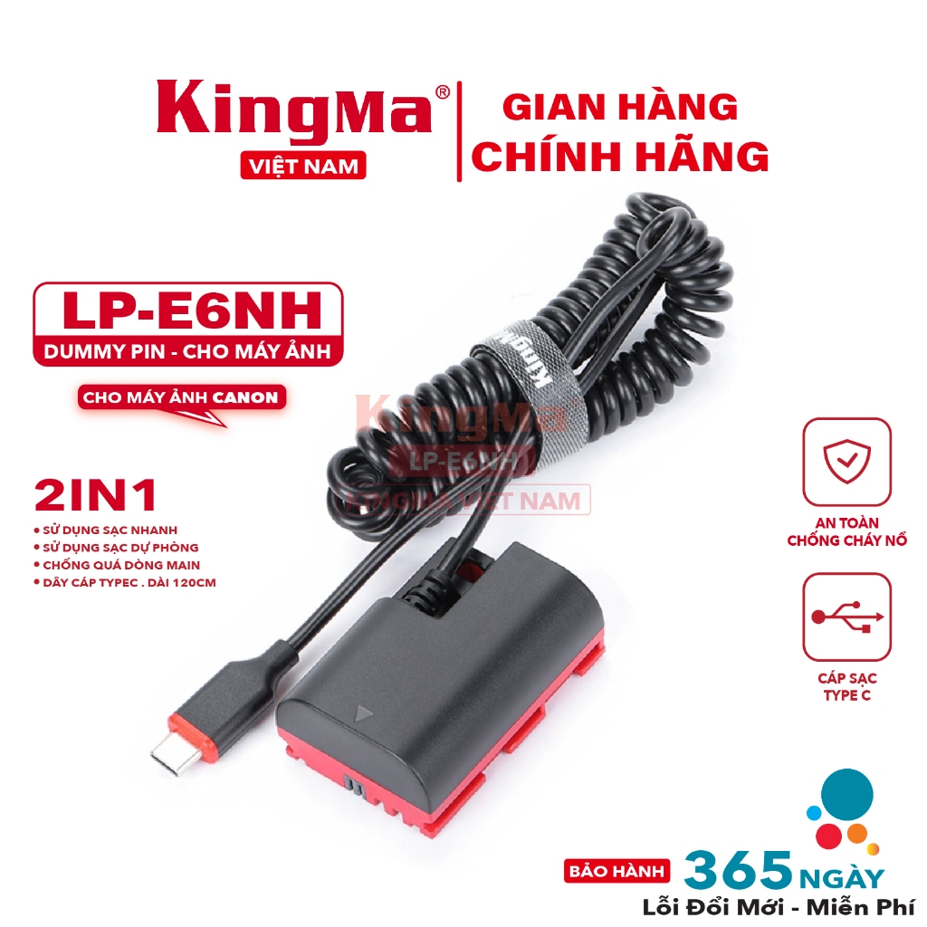 Dummy Pin LP-E6.E6N.E6NH Chính Hãng KINGMA. For Canon LP-E6.E6N.E6NH  ( Bảo Hành 12 Tháng)