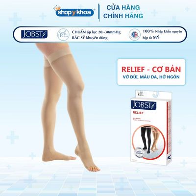 Vớ Y Khoa JOBST Relief - Vớ Đùi, Màu Da, Hở Ngón, Dòng Cơ Bản, Áp Lực 20-30mmHg, 2 Chiếc (Tất Y Khoa)