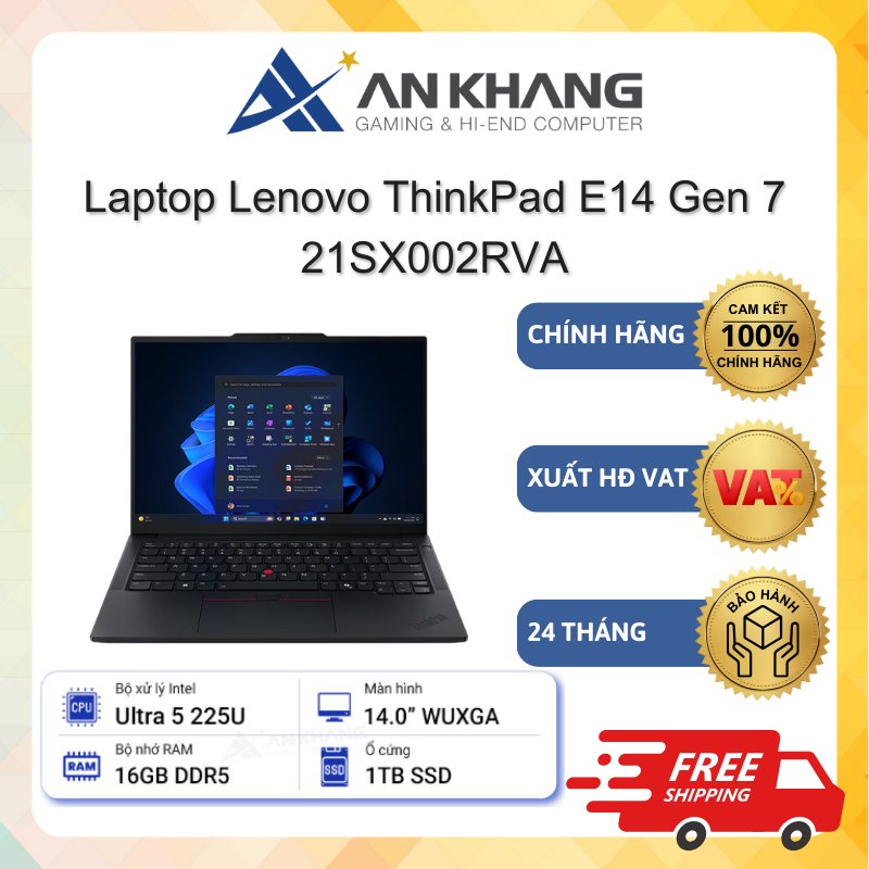 Laptop Lenovo ThinkPad E14 Gen 7 21SX002RVA (ULT5-225U/ 16GB Ram/ 1TB SSD/ 14"WUXGA) Chính hãng Bảo 