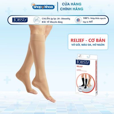 Vớ Y Khoa JOBST Relief - Vớ Gối, Màu Da, Hở Ngón, Dòng Cơ Bản, Áp Lực 20-30mmHg, 2 Chiếc (Tất Y Khoa)
