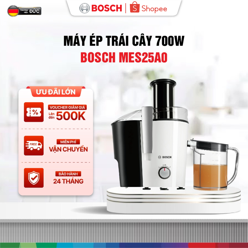 Máy Ép Trái Cây Vita Juice 2 BOSCH MES25A0 | Ống Ép Lớn | Lưỡi Thép Mịn | Công Suất 700W | Bảo Hành 2 Năm Chính Hãng