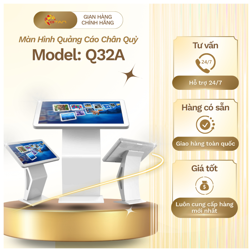 Màn Hình Quảng Cáo Chân Quỳ OneTech Q32A 32 Inch Cảm Ứng Android, Màn Hình LCD Digital Signage