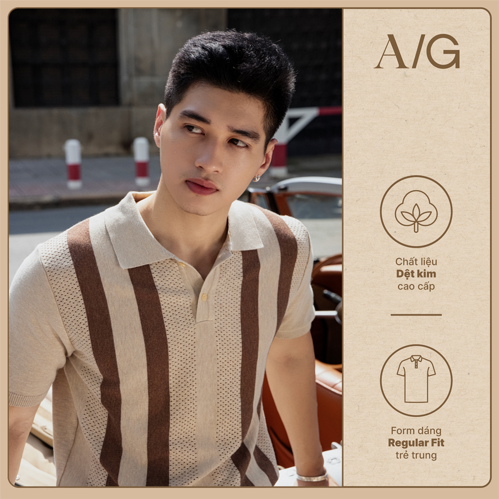 AG729 Áo Polo Dệt Kim Americus Gosani  Chất Liệu Len - Màu Kem