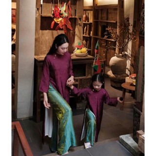  Bộ Áo Dài Tơ Ánh 4 Tà Cao Cấp Loại 1 Cho Mẹ Và Bé Tết 2026  Hàng Chuẩn Hình Có Ảnh Thật Tự Chụp 