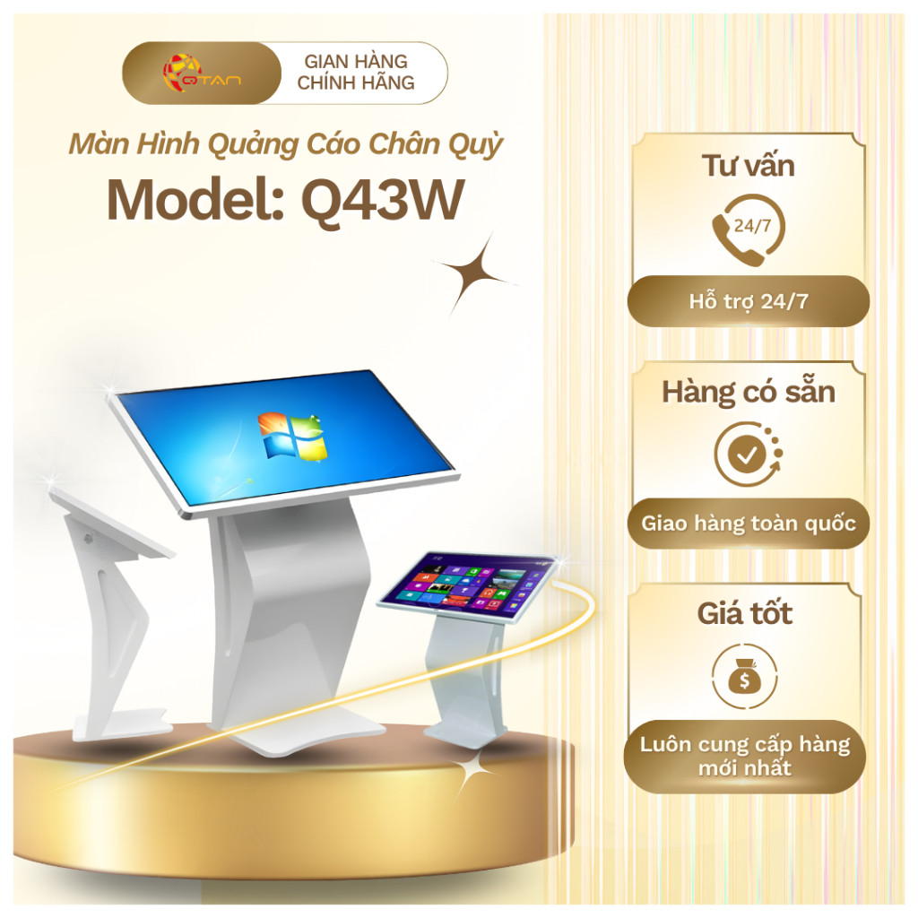 Màn Hình Quảng Cáo Chân Quỳ OneTech Q43W 43 Inch Cảm Ứng Windows, Màn Hình LCD Digital Signage