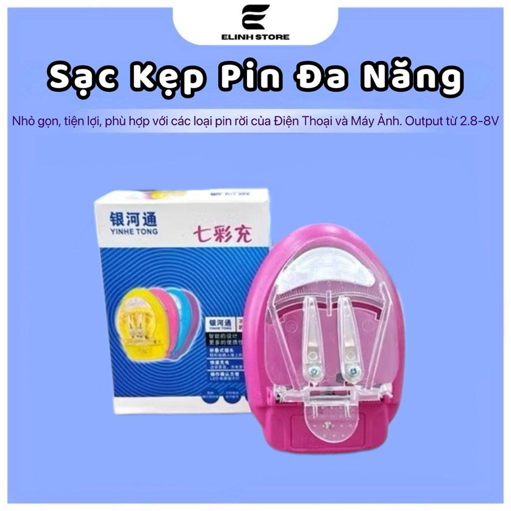 Sạc Kẹp Pin Đa Năng Cho Các Dòng Pin Điện Thoại , Máy Ảnh Có Đèn Led Báo Nhấp Nháy, Tự Ngắt Khi Đầy