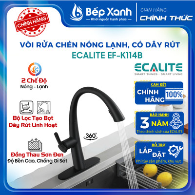 [FREESHIP HCM] Vòi Rửa Chén Nóng Lạnh Ecalite EF-K114B - Màu Đen