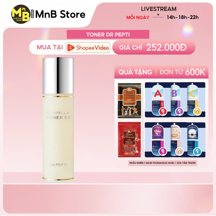 Nước Hoa Hồng Dr.Pepti Centella Toner Ex - Toner Dr Pepti Hỗ Trợ Dưỡng Ẩm, Làm Dịu Và Sáng Da 180ml