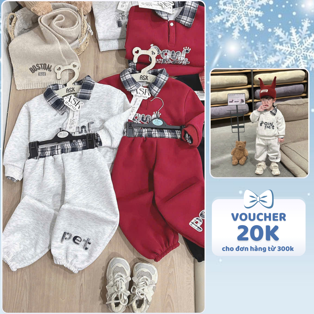 [À ƠI SHOP] K99- bộ nỉ có cổ paw pet - a210.425