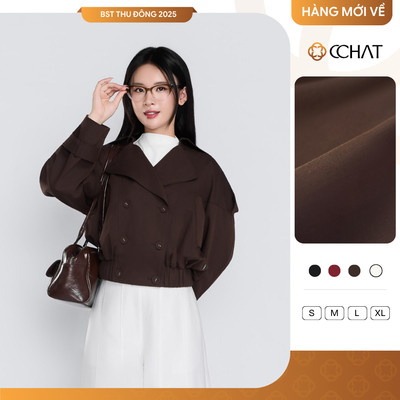 Áo Khoác Nữ 𝐂𝐂𝐇𝐀𝐓 Dáng Bomber Bo Chun Gấu Chất Liệu Kaki Cao Cấp 25KHK2004ST