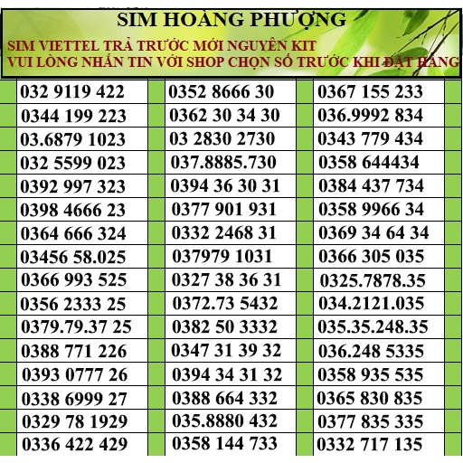 Sim viettel số đẹp đồng giá 150k PL2