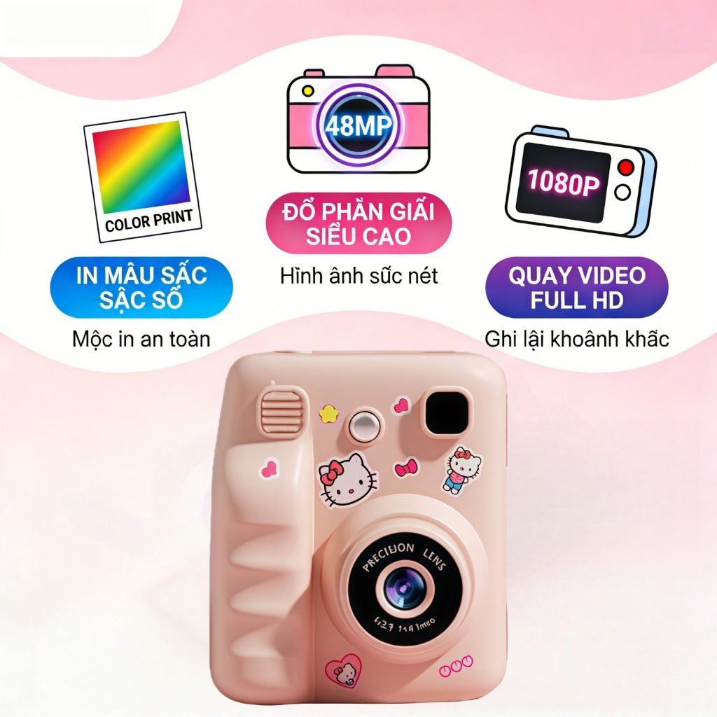 【In màu】Máy Ảnh In Màu Cho Trẻ Em | Chụp Hình, Quay Phim & In Ảnh Lập Tức | Thiết Kế Nhỏ Gọn, Dễ Dùng, Kích Thích