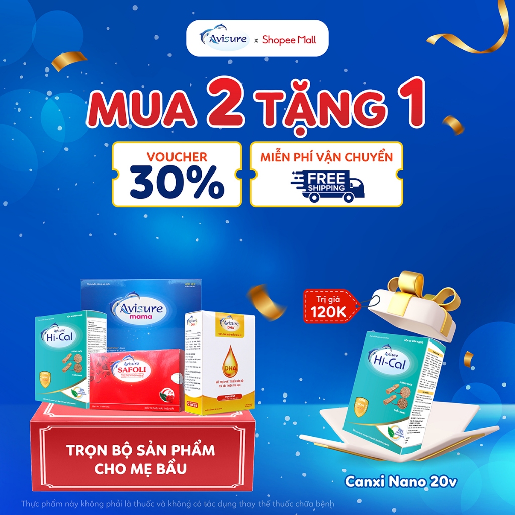 Trọn bộ Avisure TPBVSK sắt canxi DHA Vitamin tổng hợp cho bà bầu, trước bầu, sau sinh