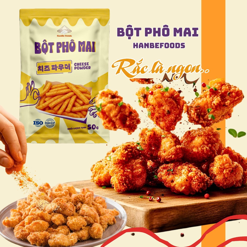Combo 3 gói 50g Bột phô mai lắc Hàn Quốc, lắc khoai tây, xốt phô mai - Hanbe Foods