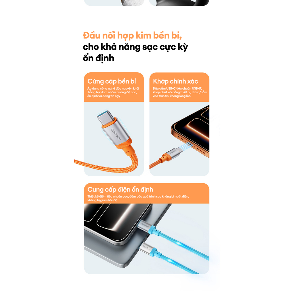 Cáp Sạc Nhanh CUKTECH CTC615W C-C 1.5m | Công Suất Sạc Max 240W (6A) | Truyền Dữ Liệu 480 Mbps | Bảo Hành 18 Tháng | BigBuy360 - bigbuy360.vn