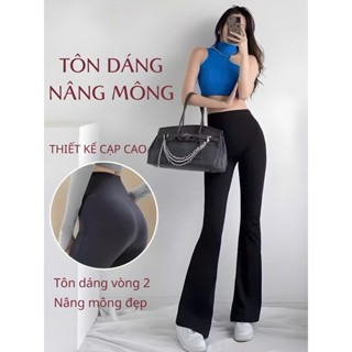  Quần Legging Ống Loe Cạp Cao Có Lót Lông Nâng Mông Gen Bụng Thể Thao Nữ Tập Gym Yoga Đi Chơi 9120 