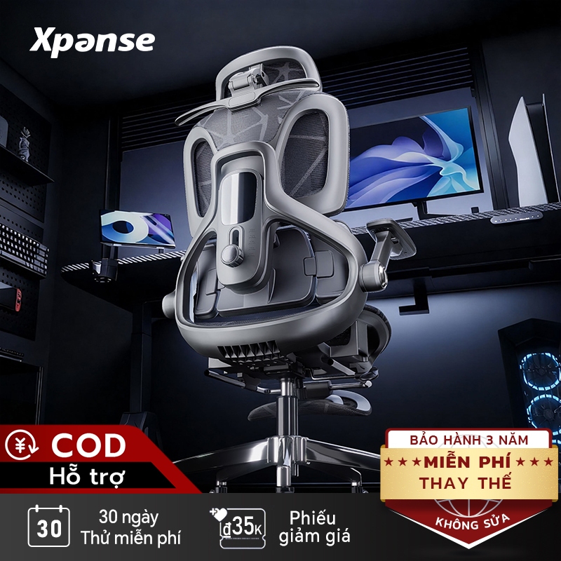 Ghế văn phòng công thái học Xpanse 905—Ghế lưng vải lưới , Đệm lưng 3 vùng động học, điều chỉnh độ cao tựa lưng | BigBuy360 - bigbuy360.vn