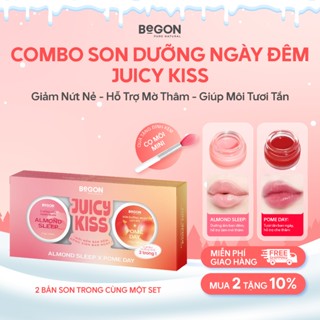  Son dưỡng giảm thâm môi Juicy Kiss Combo son ngày đêm 2in1 –  Dưỡng ẩm giảm nứt nẻ mờ thâm làm hồng môi  BeGON  