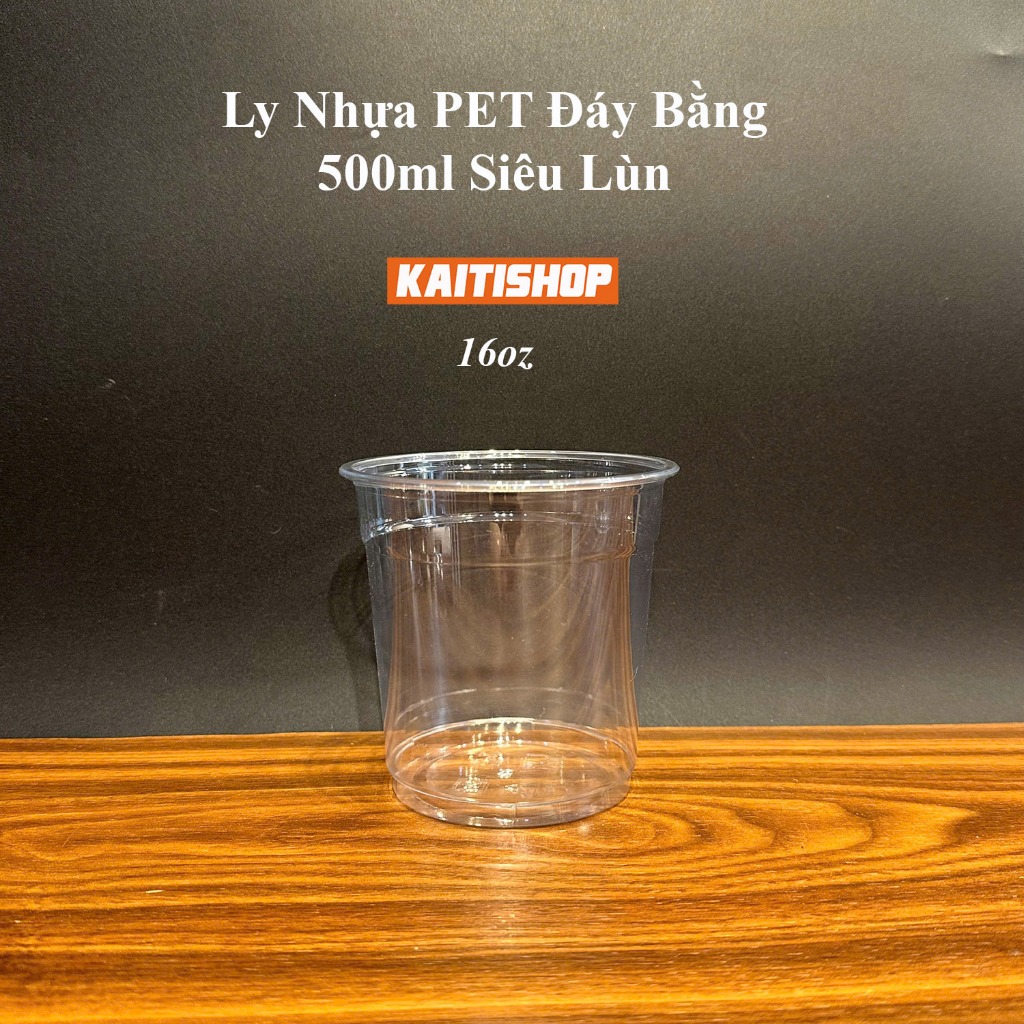 Combo 50 Ly Nhựa PET Siêu Lùn Phi 98  Đáy Bằng 500ml Loại Dày, Nắp Cầu, Nắp Trực Tiếp