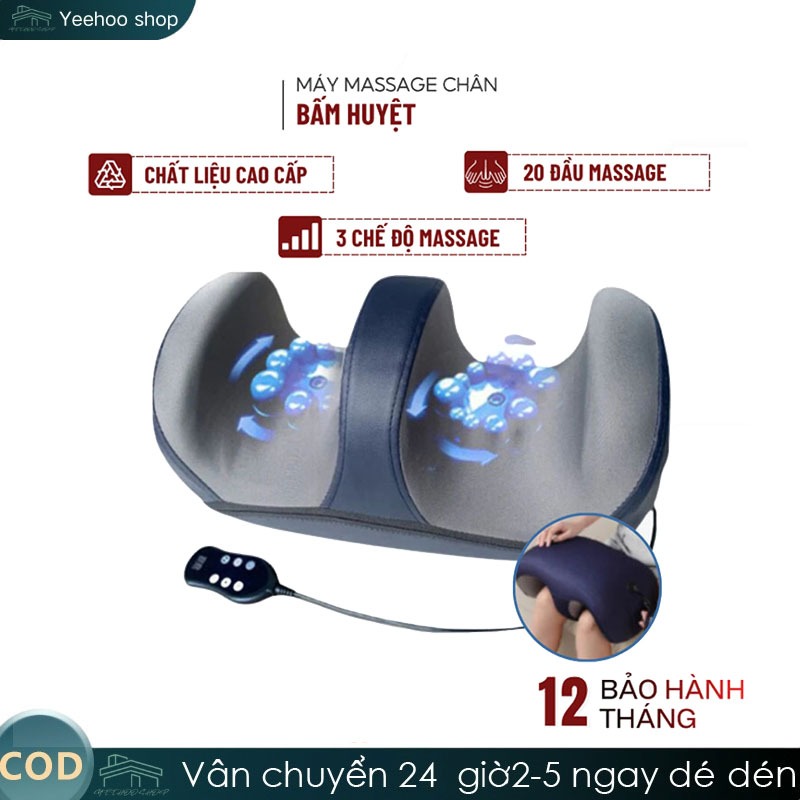 Máy Massage Chân Bấm Huyệt 3D Cao Cấp, Tự Động Xoa Bóp 3 Chế Độ, Kèm Chườm Nóng Giảm Đau Mỏi