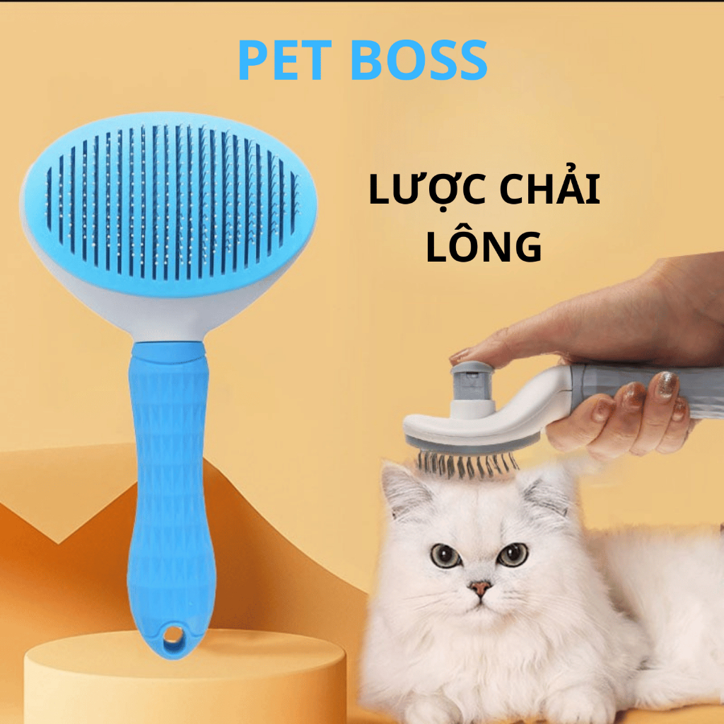 LƯỢC NHỰA CÓ NÚT BẤM CHẢI LÔNG THÚ CƯNG SIÊU TIỆN LỢI, PHỤ KIỆN THÚ CƯNG