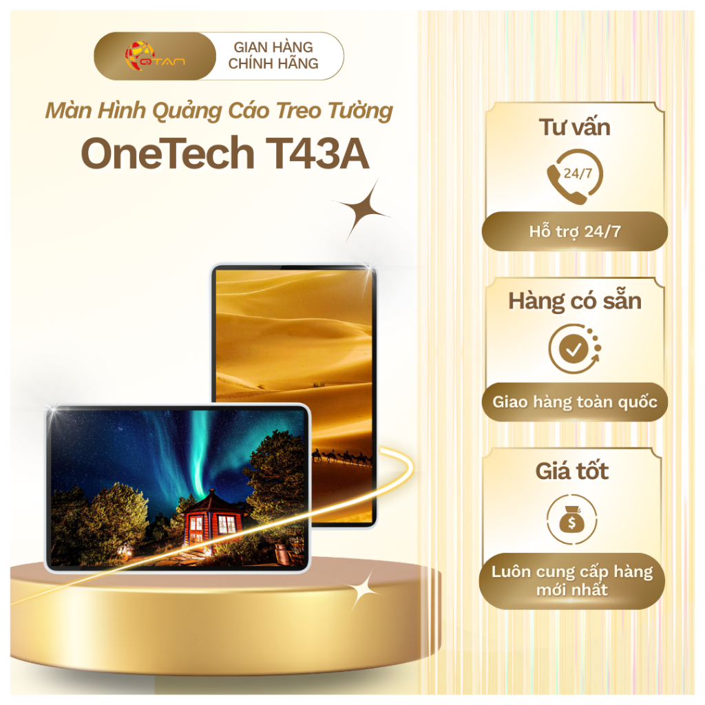 Màn Hình Quảng Cáo Treo Tường OneTech T43A 43 Inch Android, Màn Hình LCD Digital Signage