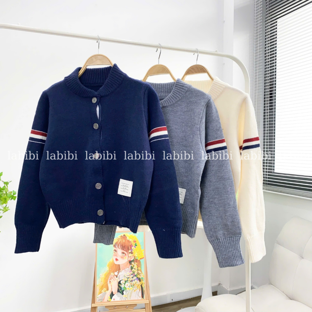 (Hàng QC) Áo Khoác Len Bomber Phối Tay Kẻ Sọc 3 Màu Chất Len Mềm Mịn, Labibi | BigBuy360 - bigbuy360.vn