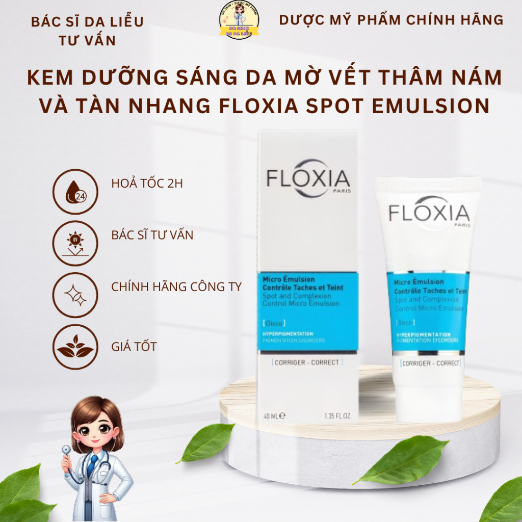 Kem Dưỡng Sáng Da, Làm Mờ Các Vết Thâm Nám Floxia Spot & Complexion Control Micro Emulsion - Pháp