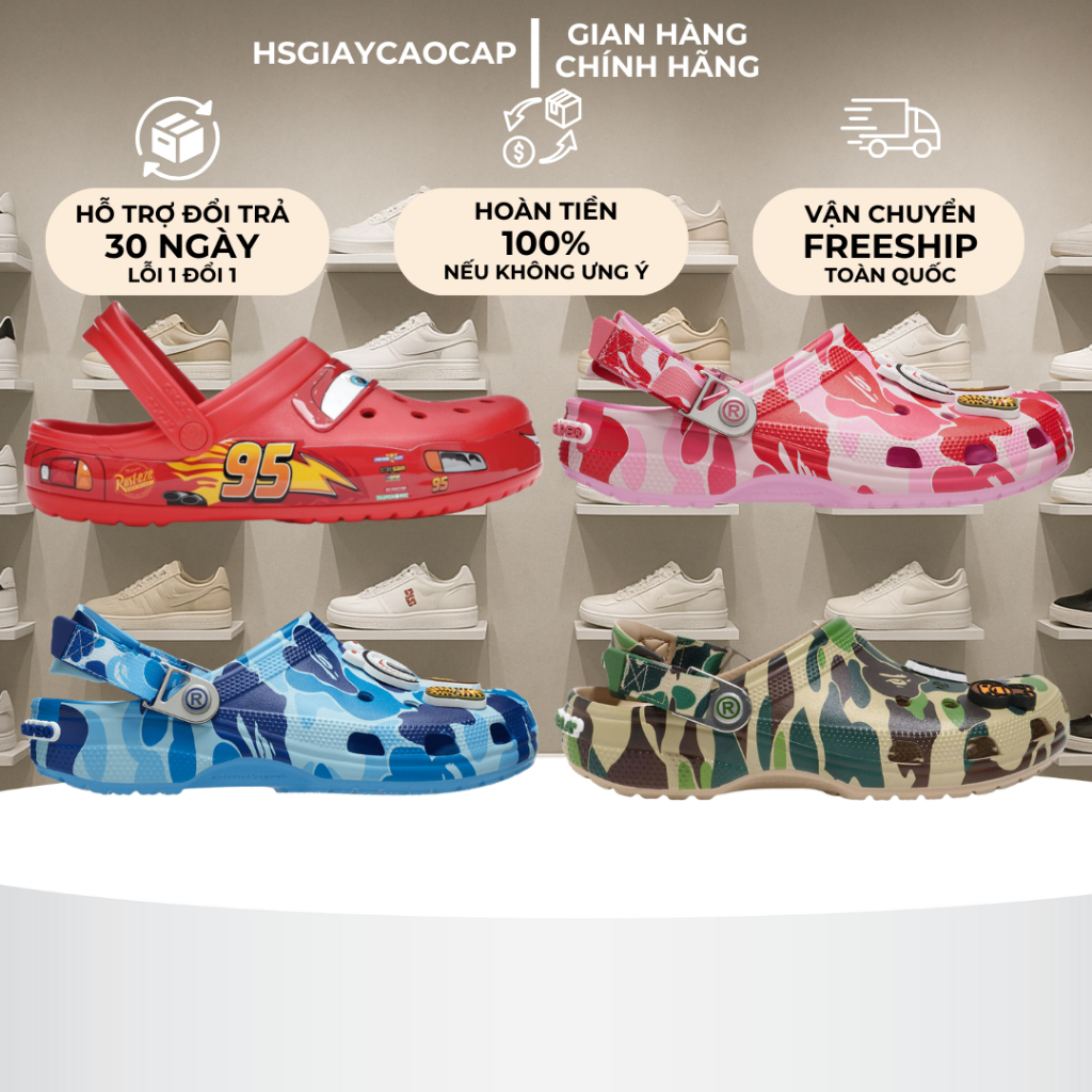 [ Best Quality ] Dép _Crocs Classic/Crocs Bape Full Box, Hàng Chuẩn Cao Cấp