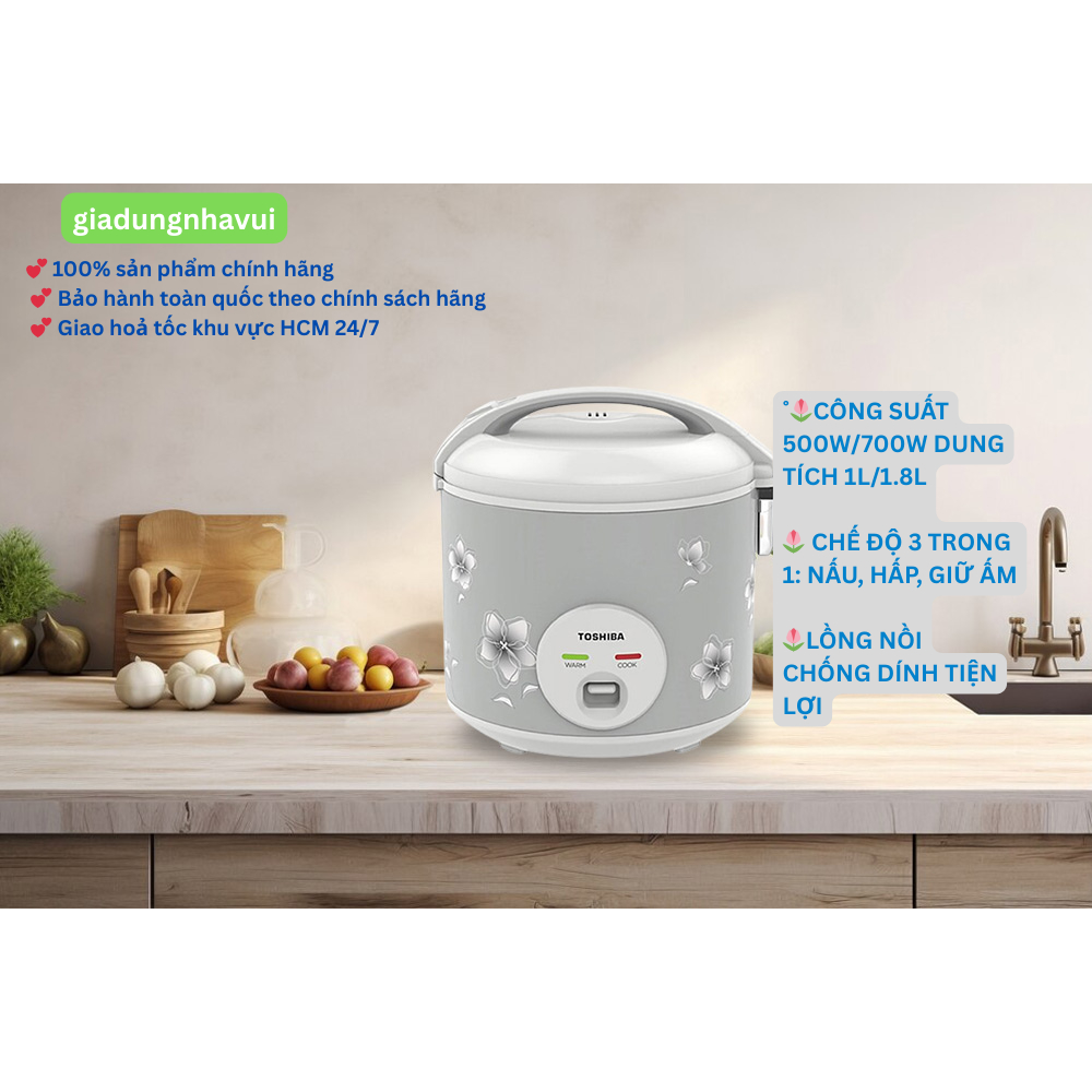 Nồi cơm điện nắp gài Toshiba RC-10JH2PV /RC-10JFM(H)VN /RC-18JFM(H)VN /RC-10JH1TVN(N) /RC-18JH1TVN(N