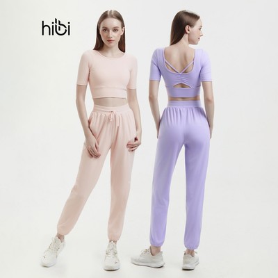 Đồ tập yoga, gym nữ Hibi Sports gồm áo croptop CR847 & quần jogger QD331, kèm mút đệm áo