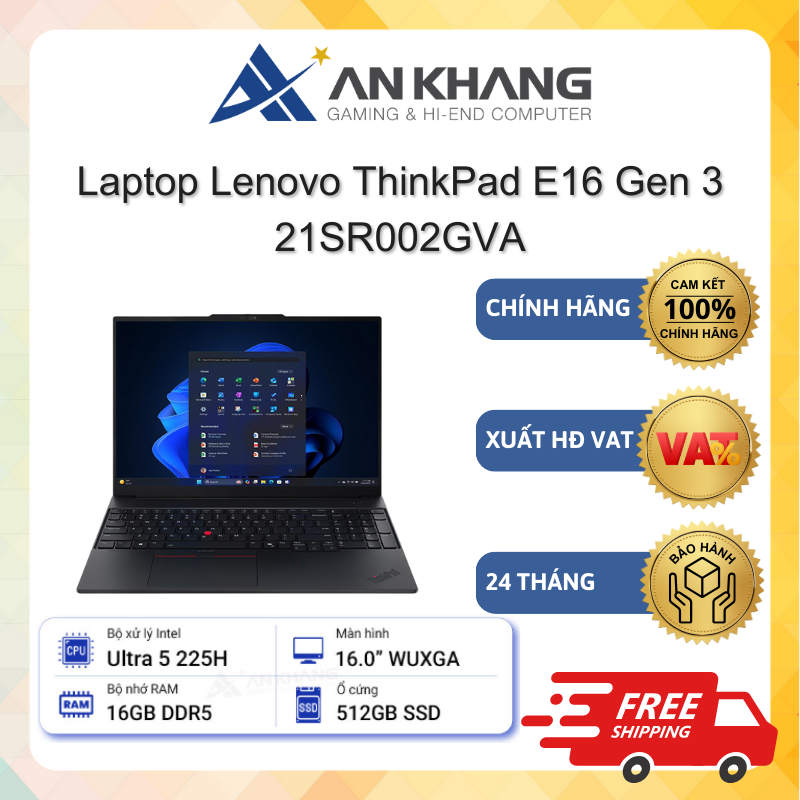 Laptop Lenovo ThinkPad E16 Gen 3 21SR002GVA (U5-225H/ 16GD5/ 512GSSD/ 16.0WUXGA) Chính hãng Bảo hành