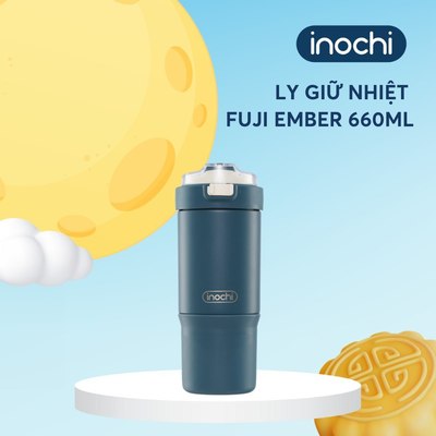 [KHẮC TÊN] Bình Giữ Nhiệt Inochi FUJI EMBER, Thép Không Gỉ 316 Cao Cấp. Khóa Đóng Mở Kèm Ống Hút